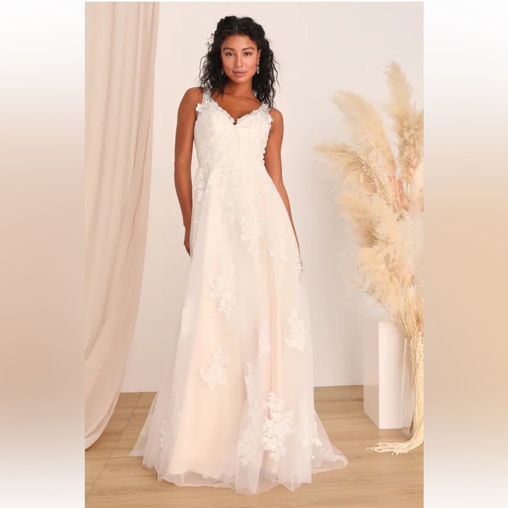 Lulus Enchanted White and Cream Embroidered Tulle Dress